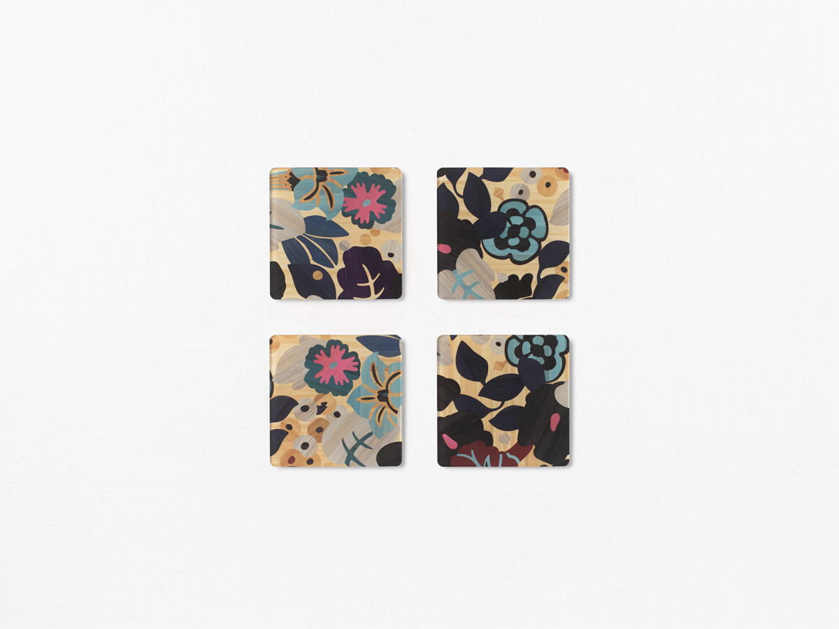 Anemones Floral Acrylic Coaster Set