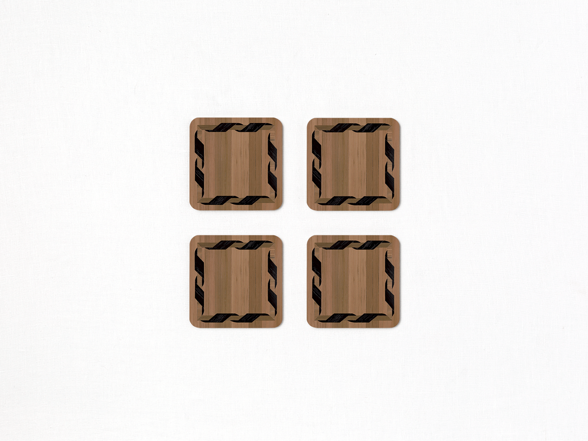 Marqueterie Square Coaster Set